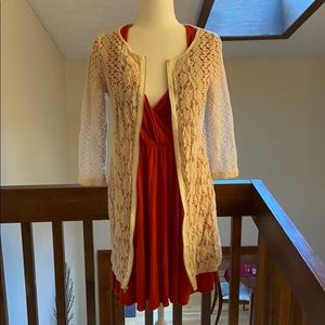 Boho Crochet hip length cardigan